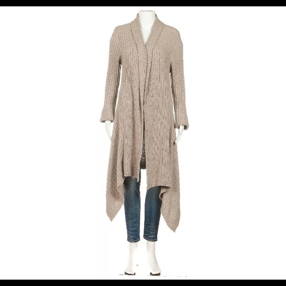❤️Cardigan Sweater Beige Knit Open Draped Long M - Picture 3 of 7